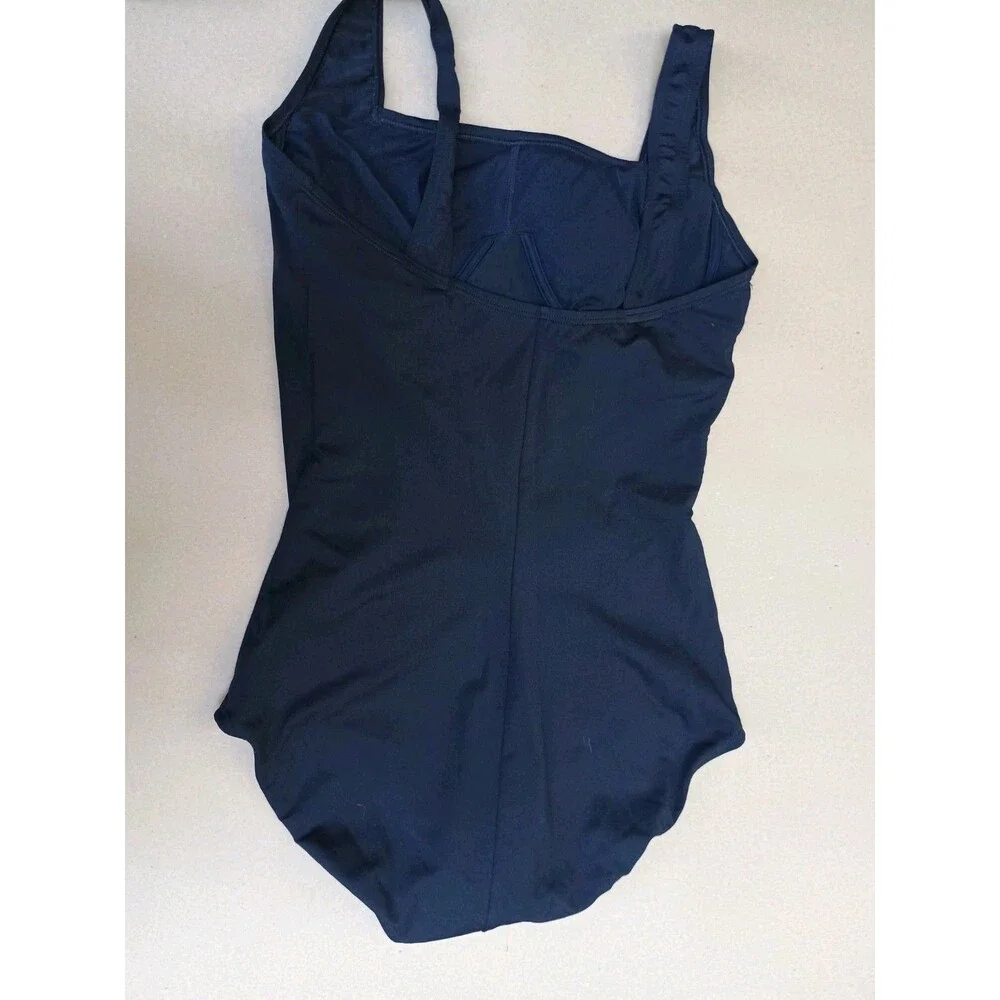 Speedo Endurance Women's Solid Shirred One Piece Tank Swimsuit Black Sz 12